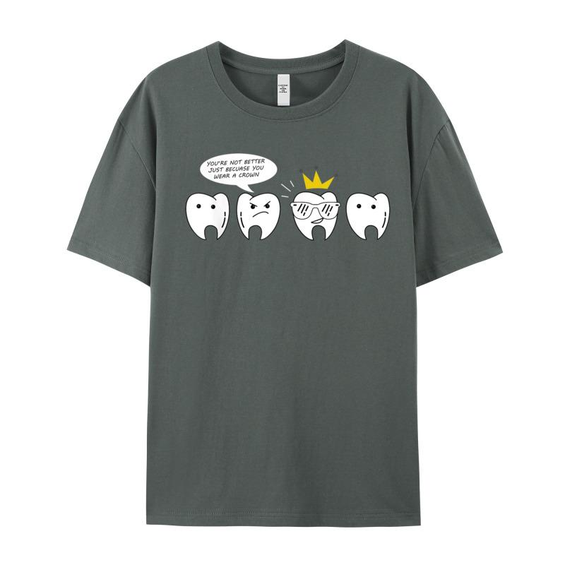 Funny Tooth Shirt For Dentist Crewneck Tshirt Father Day Party Tees Short Sleeve Hip Hop 100 Cotton Tops T Shirt Female