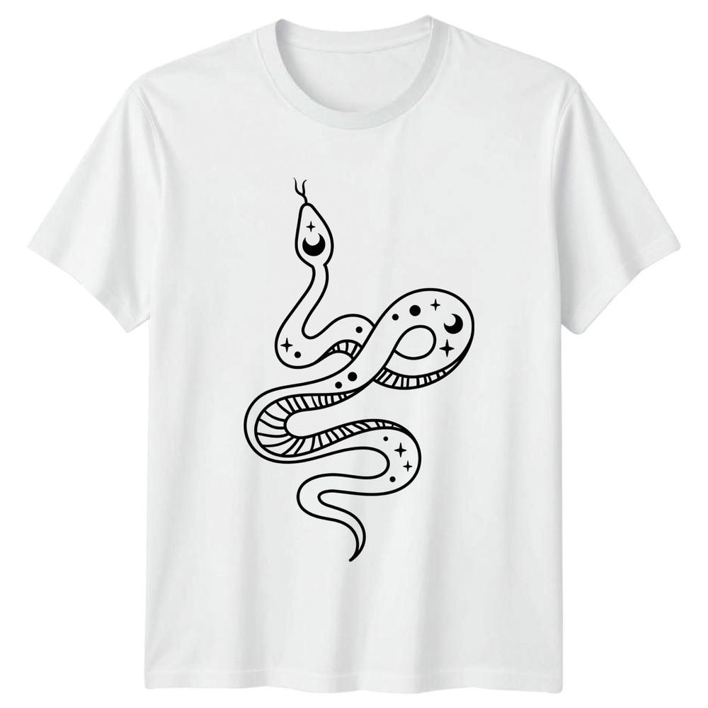 Celestial Snake Moon Stars Witchy TShirt Reptile Animal Birthday Gift S