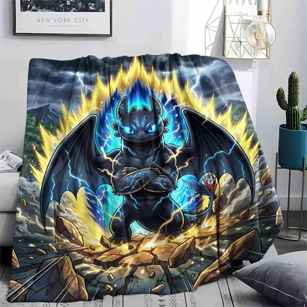 Toothless Night Fury Print Flannel Blanket, Ultra Soft High Quality All Seasons Warm Throw, Home Decor Cozy Blanket, Perfect Christmas Gift