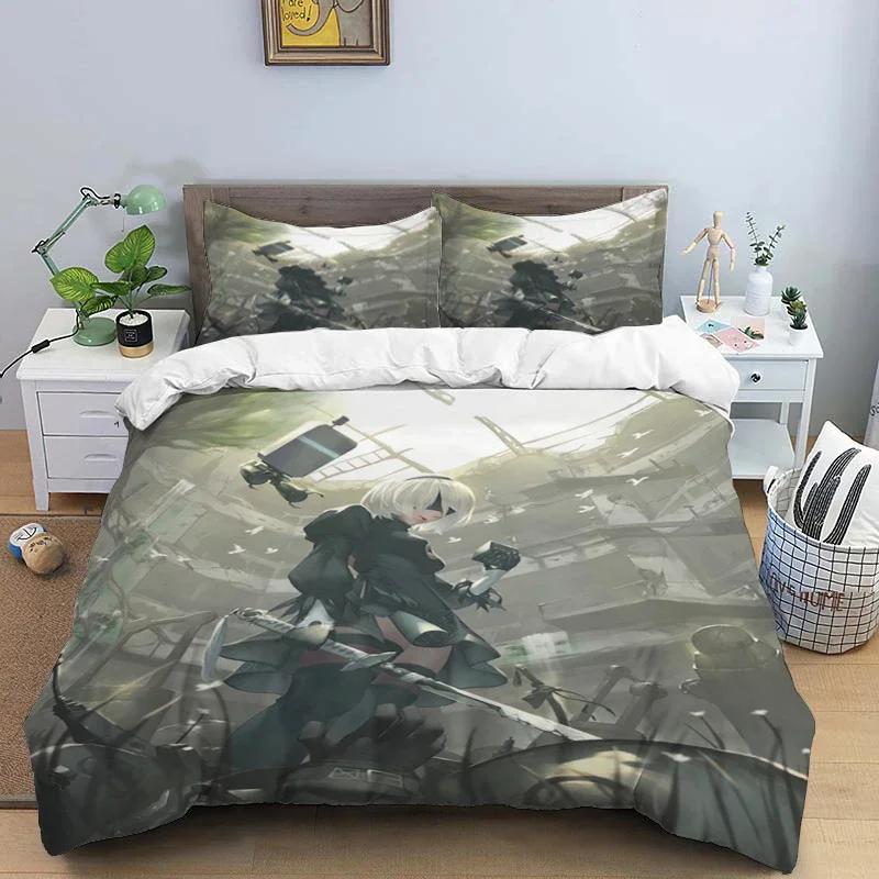 Comic Nier Art Print Three Piece Bedding Set Fashion Article Children or Adults for Beds Quilt Covers Pillowcases Bedding Set