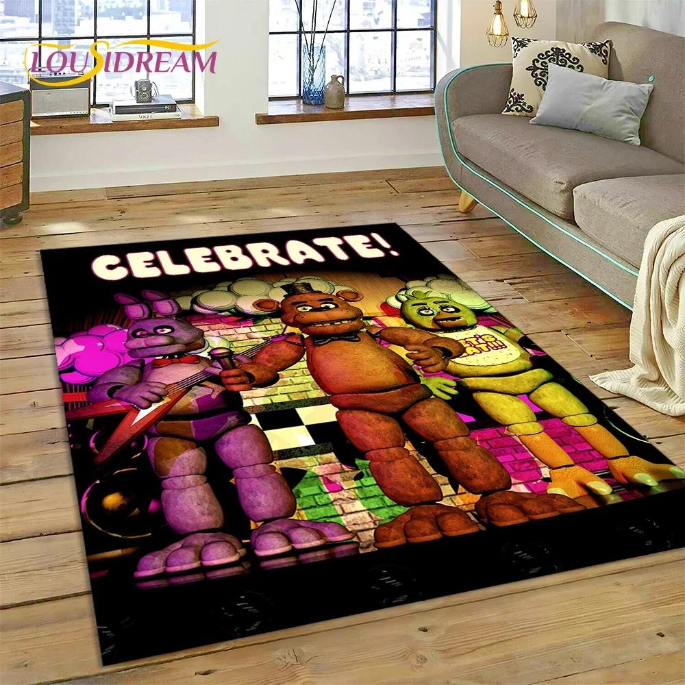 3D Hororová hra FNAF-F Freddy Koberec pro Obývací pokoj Ložnici Domácí Dekorace na Pohovku, Koberec do Dětského Herního Koutku Protiskluzová Podložka Dárek