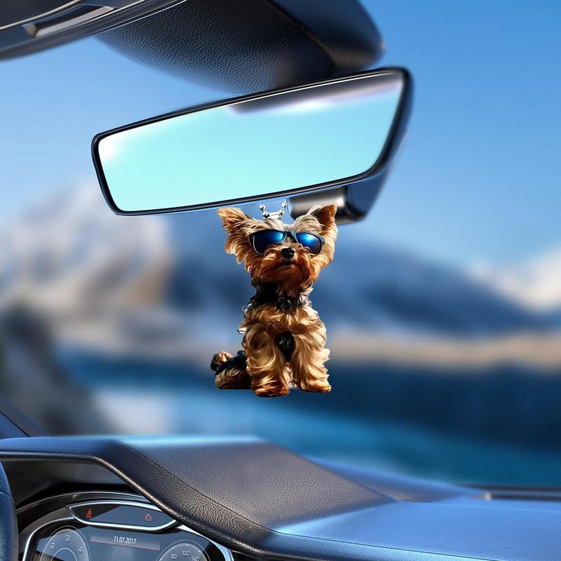 Hunde-Auto-Ornament, 2D-Acryl-Auto-Rückspiegel-Ornament, süßes Ornament, Auto-Anhänger für Auto, Tasche, Wohnzimmer, Schlafzimmer