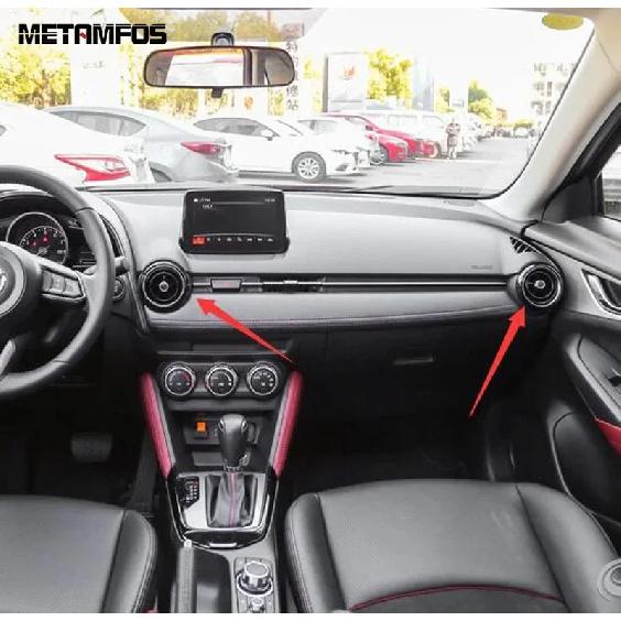 For Mazda CX-3 CX3 2014-   2024 Carbon Fiber Front Air Condition Vent Outlet Cover Molding Trim Interior Accessories