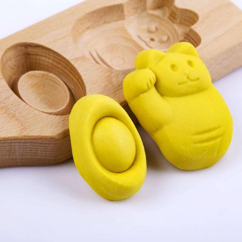 Moon Cake Molds Lucky for Cat Gold Ingot Shaped Mooncake Moulds Mooncake Gadgets for Chinese Traditional Mid-autumn Fest