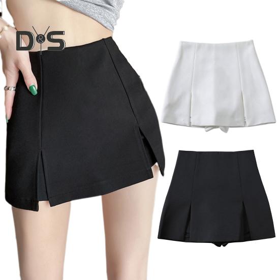 Damen-Minirock, hohe Taille, seitlich geteiltes Design, einfarbig, kurzer Rock, A-Linien-Design, Skort, Anti-Exposure-Arbeitsrock