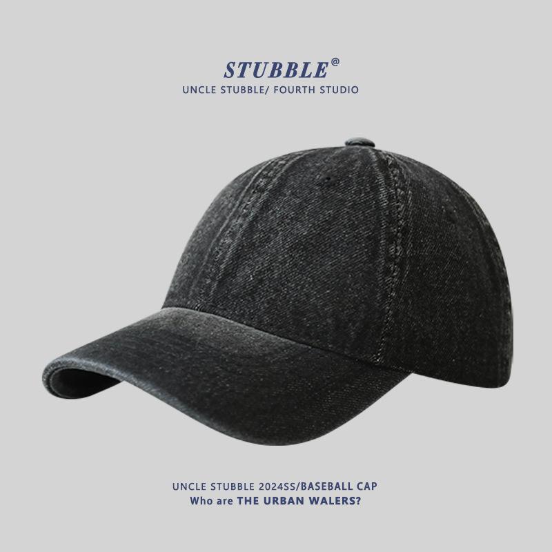 

Korean Version of Versatile Solid Color Light Version of Denim Baseball Cap for Boys and Girls, Japanese Simple Retro Soft Top adjustable чорний