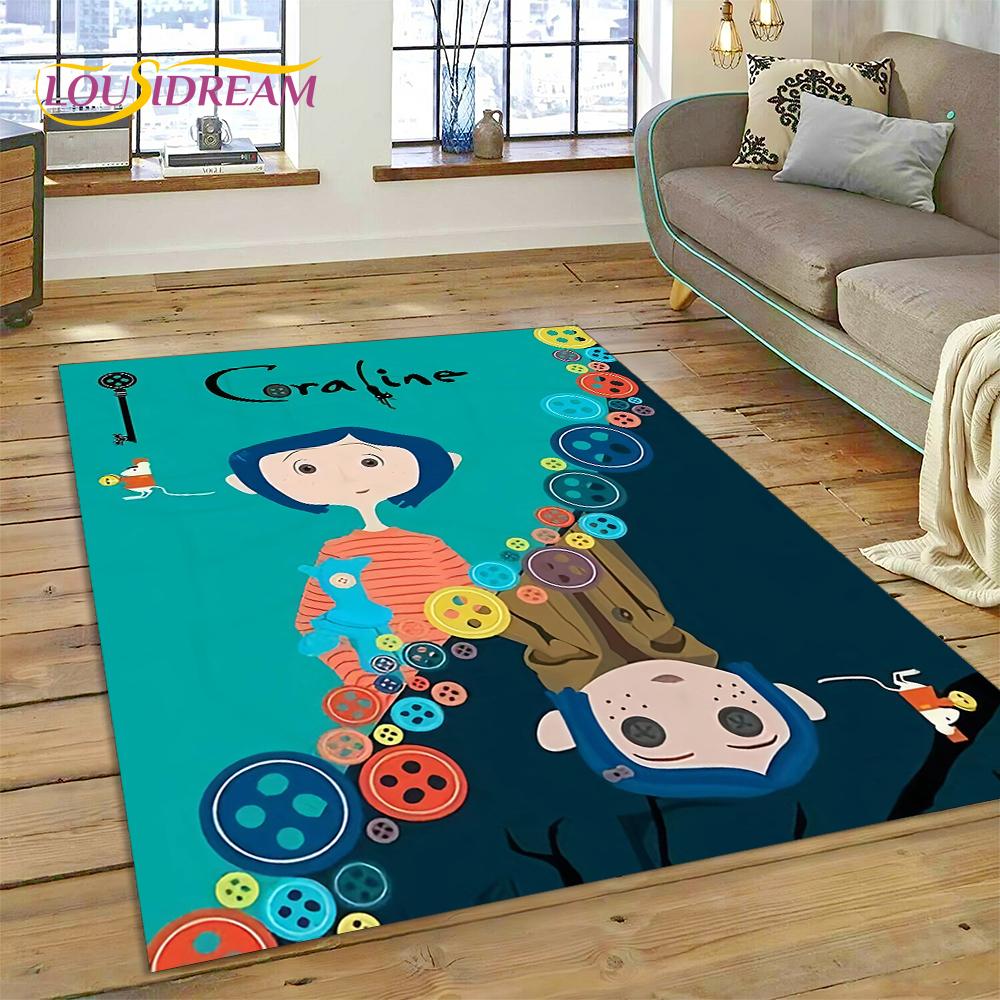 27 Style Coraline Secret Door Cartoon Horror Carpet Rug for Bedroom Living Room Home Sofa Decoration,kids Large Decor Floor Mat