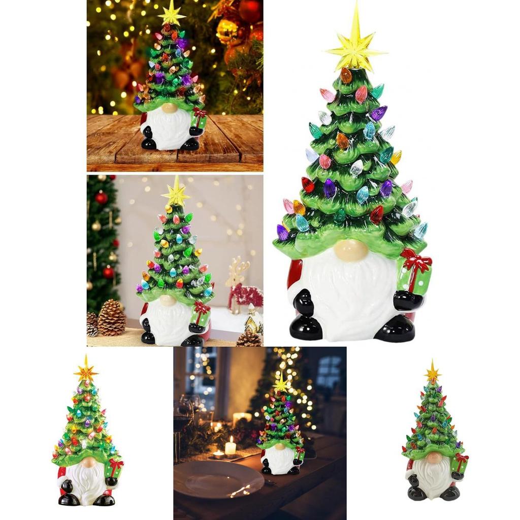 Lighted Christmas Gnomes Resin Ornament With Sculpted Design For Festive Display