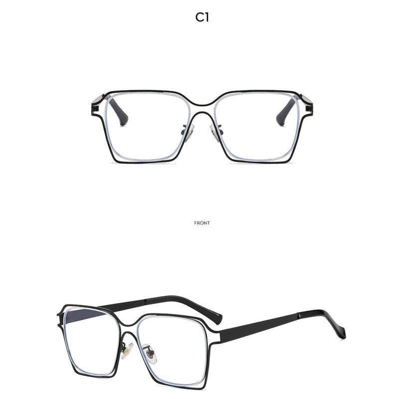 Women's eyeglasses - unisex fashion square hollow metal glasses