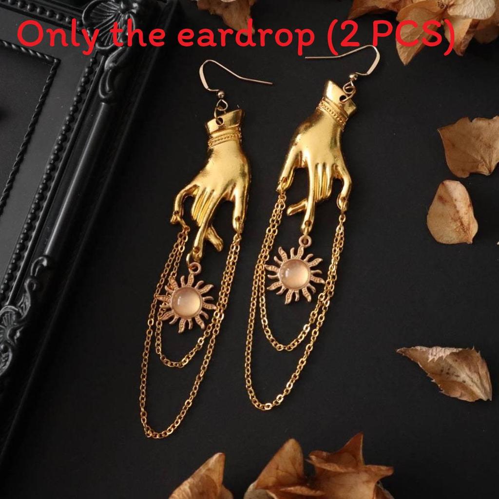 

Gothic Style Gold Alloy Chain And Sun Pendant Earrings For Women Summer Trend золотой