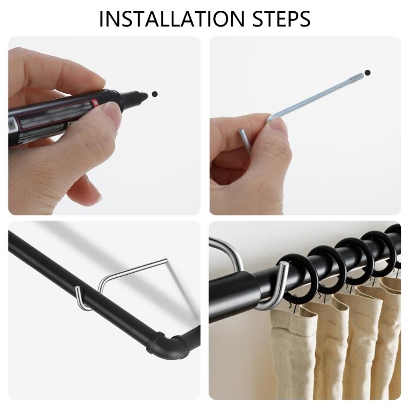 Curtain Rod Bracket without Screws Curtain Rod Holders,Curtain Rod Hooks Single Curtain Rod Support,Curtain Accessories