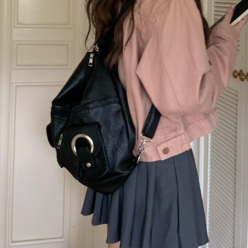 Einfarbig Weiche Leder Frau Schulter Tasche Damen Koreanischen Stil Einfache Persönlichkeit Tote Tasche 2024 Witer Große Kapazität Multifunktionale Frauen Handtasche