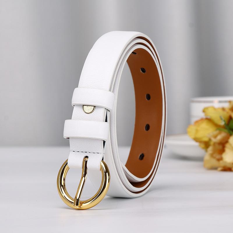 New Napa Leather Lady College Style White Belt Female Simple Fashion Trend Versatile Fairy Style Belt Female
