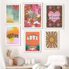 Nordic Posters And Prints 70s Vintage Love Flower Power Peace Hippie Wall Art Canvas Painting Wall Picture For Living Room Decor