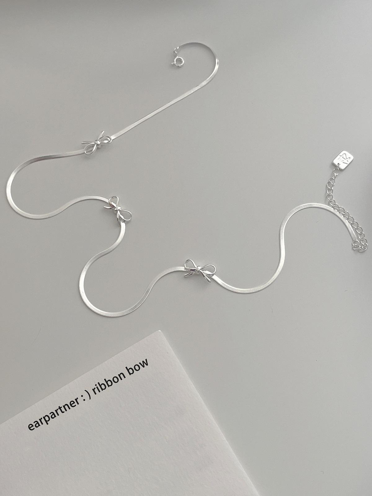 

Ожерелье-бантик из стерлингового серебра 925 пробы, женская изысканная нишевая высококачественная цепочка из змеиной кости, милая и универсальная, новая цепочка на ключицу 925 silver