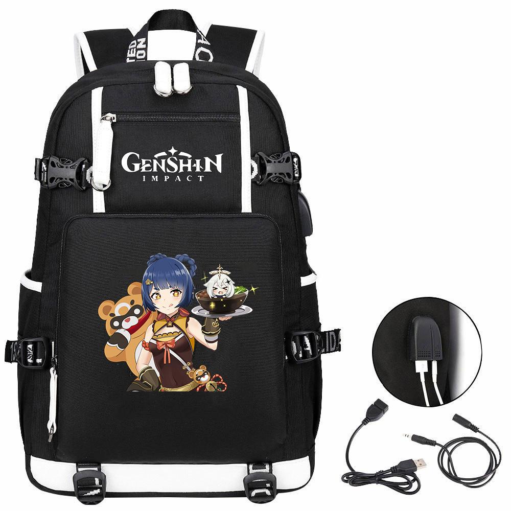 Genshin Original God, Peripheral Printing Backpack Large Capacity Travel Bag Student Computer School Bag