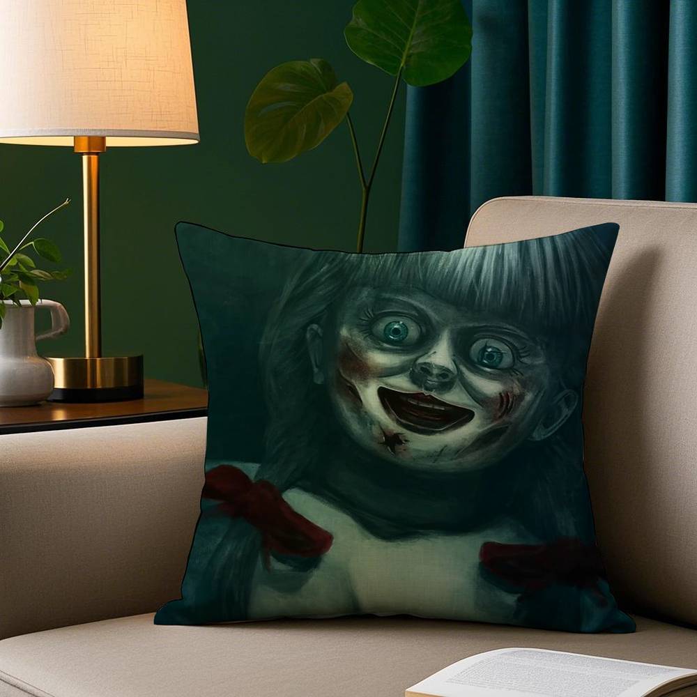 Film Horror A-Annabelle Kissenbezug Plüschstoff Weicher Kissenbezug Doppelseitiger Druck Sofakissenbezug Überwurf