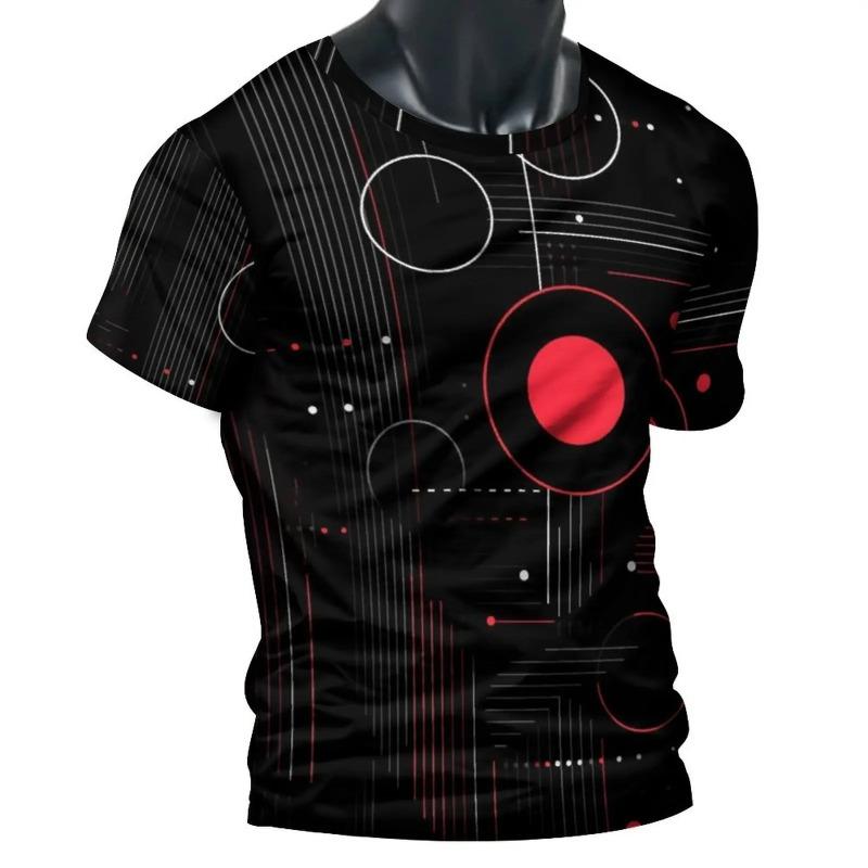 Summer Men's T-shirt Short Sleeved Top with Fashionable Lines 3D Printed Street Dance O-neck Pullover for Men Shirt