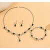 Set of Bridal Crystal Accessories - Necklace, Earrings. Two-piece Wedding Dress. Women's Style.
