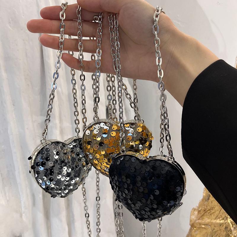 Pailletten Schulterketten Taschen Mini Umhängetasche Vielseitige Schulter Umhänge Mini Lippenstifttasche für Frauen