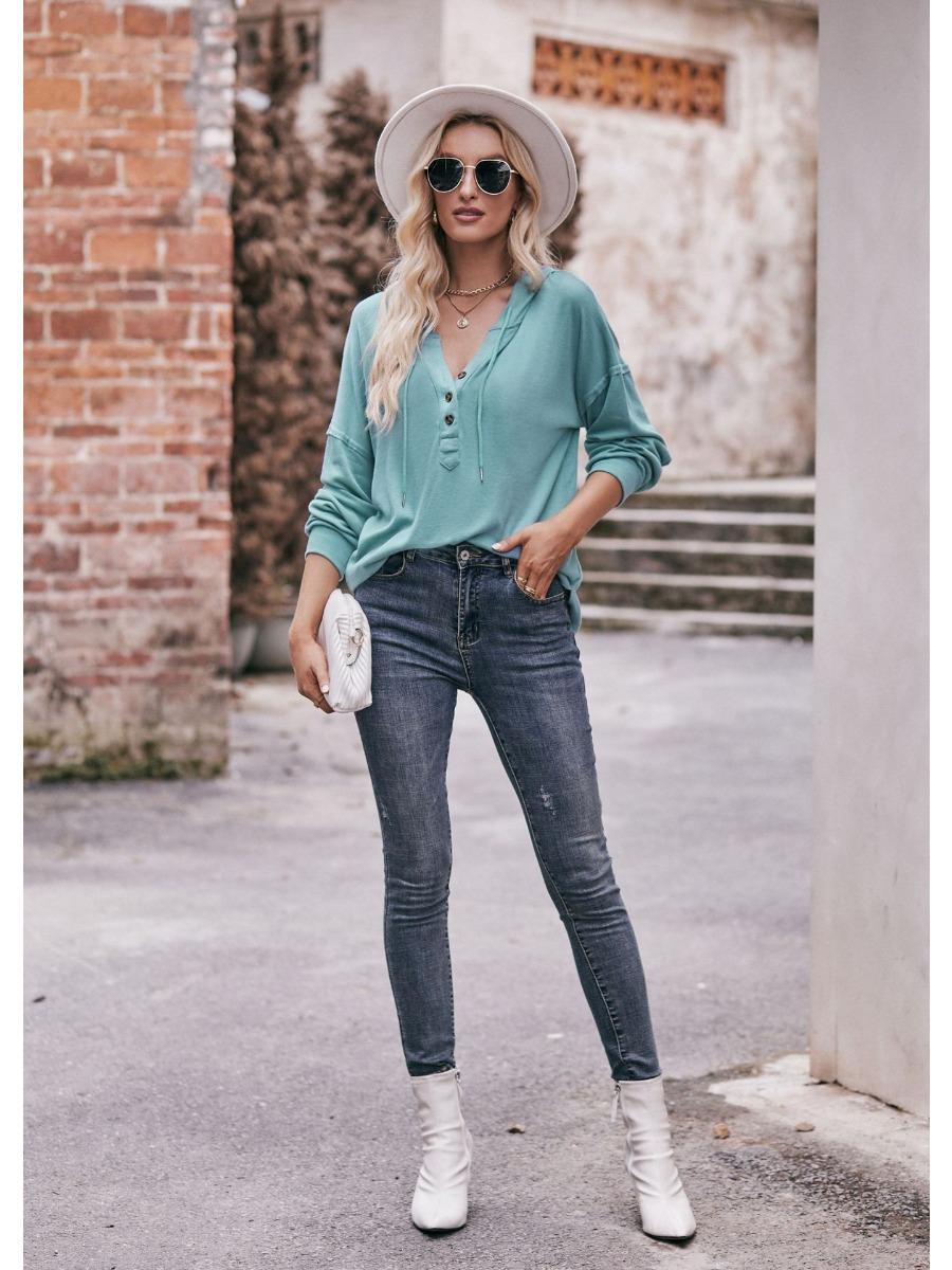 2024 Новые толстовки с капюшоном Осень-Зима Женские модные толстовки с пуговицами — фото 8