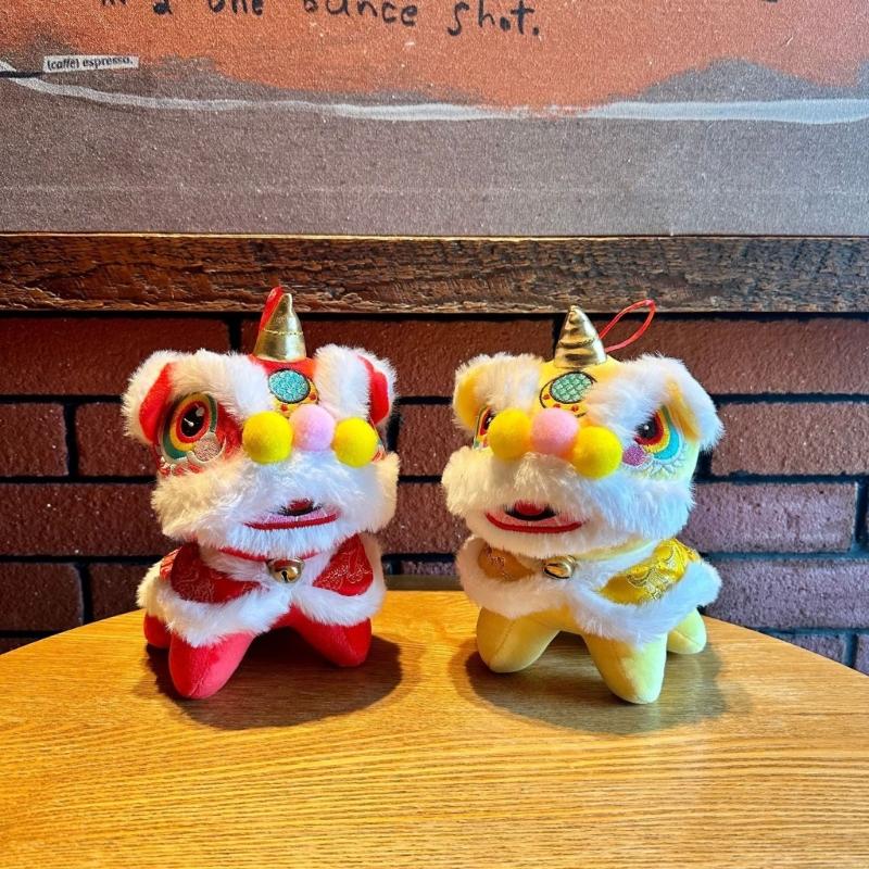 2026 New Year Lions Doll with Bells Backpack Charm Hanging Design Lions Pendant Chinese Spring Festival Ornament for Kid