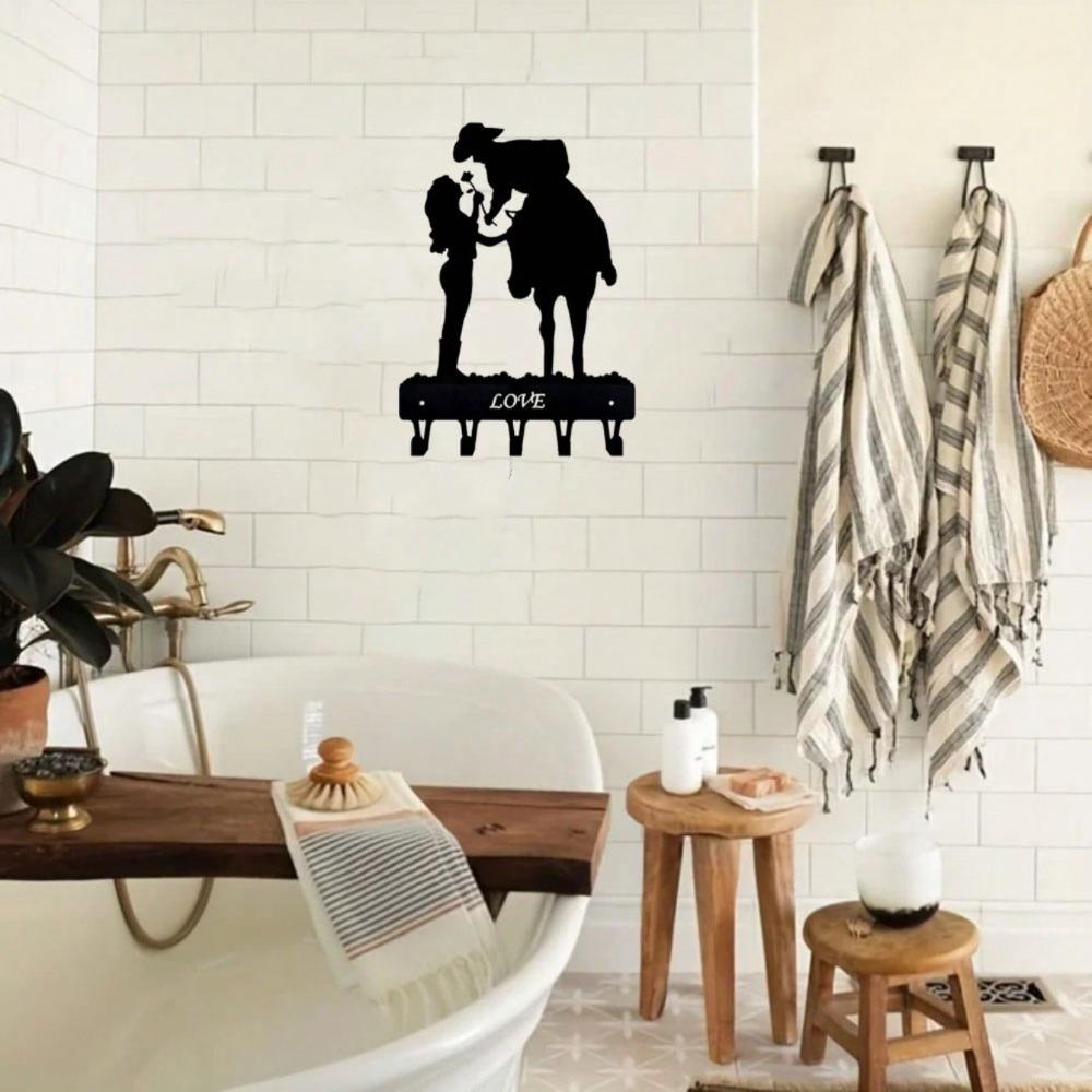 Metal Wall Hook Bohemian Home Decor Romantic Couple Key Holder Rustic Iron Hooks