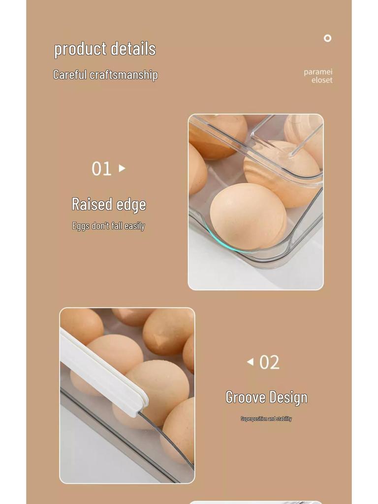 Refrigerator Egg Storage Drawer - Fresh-Keeping Rolling Tray Organizer