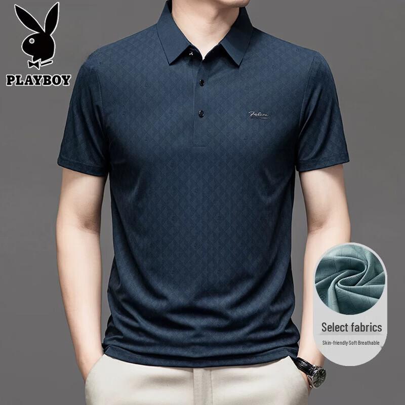 

PLAYBOY Men s 2026 Ice Silk Short Sleeve Polo T-Shirt M
