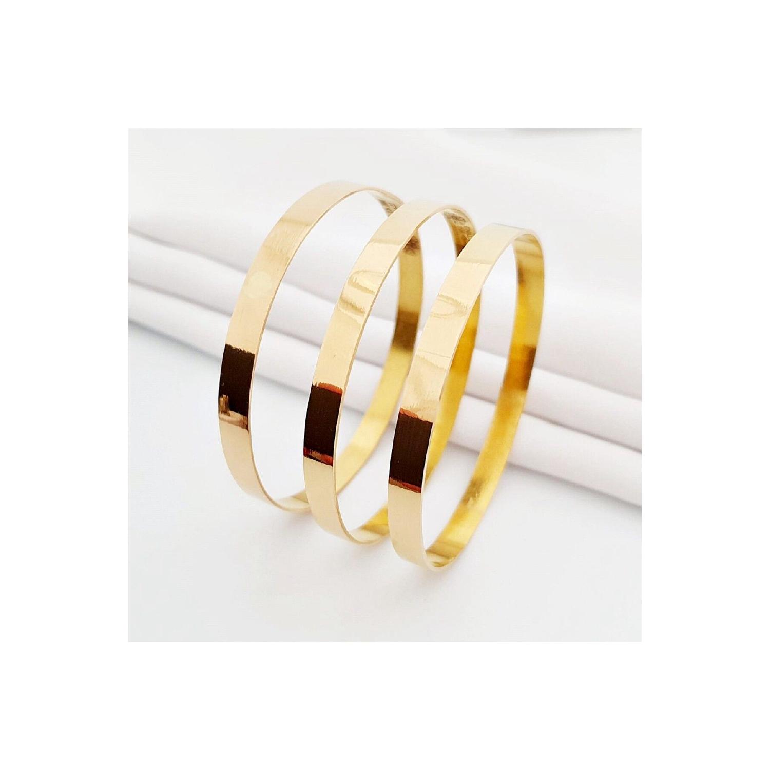 

316l Steel Women s Thick Plain Ajda Bracelet Set Of 3 53 LB золотой