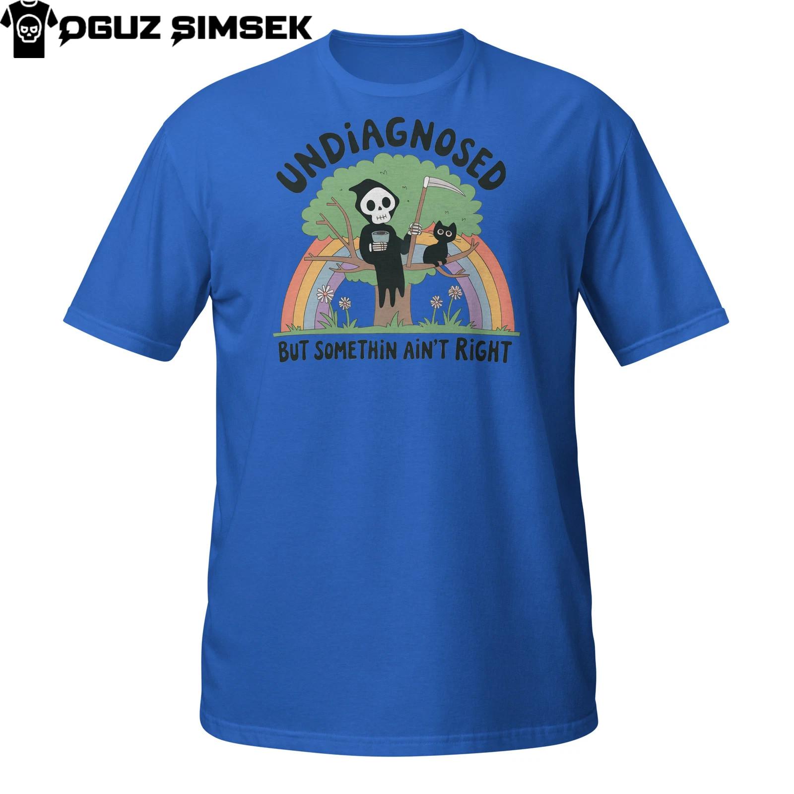 Undiagnosed Grim Reaper Funny Skeleton T-Shirt Mens Womens Tees Top | Rainbow Mental Health XL