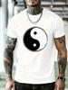 Herrtröja med Yin-yang-filosofimönster, 3D-printad, Tai Chi Bagua, kortärmad topp, avslappnad och moderiktig, rundhalsad