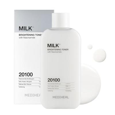 MEDIHEAL OFFICIAL Milk Brightening Toner (NEW) VER.2 300ml, Niacinamide and Glutathione for a Radiant Complexion, Moisturizing Formula, and a Moisturi
