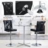 A Set of 2 Black Vintage Crocodile Leather Lift Bar Stools, with Crystal Buckle and Synthetic Leather Design, Add Elegance and Mystery to Dining Area