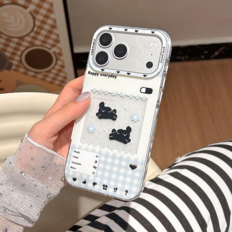 Cute Bear Cartoon Phone Case IPhone 15 Pro Max 16 17 - IMD Back Cover Shockproof Scratch Resistant