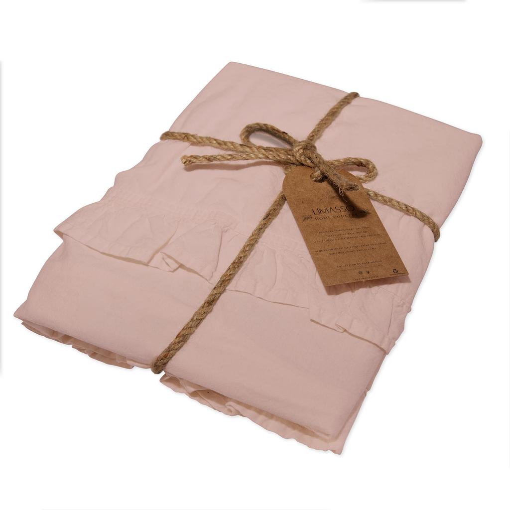 Pillowcases 40x40 with Ruffles, Powder Pink, Set of 2