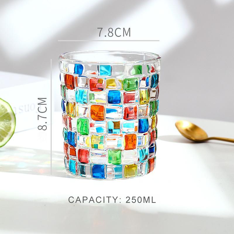 PINNY 300ML Stained Crystal Glasses Unusual Glass Cups Aesthetic European Style Vintage Glassware 201-300ml
