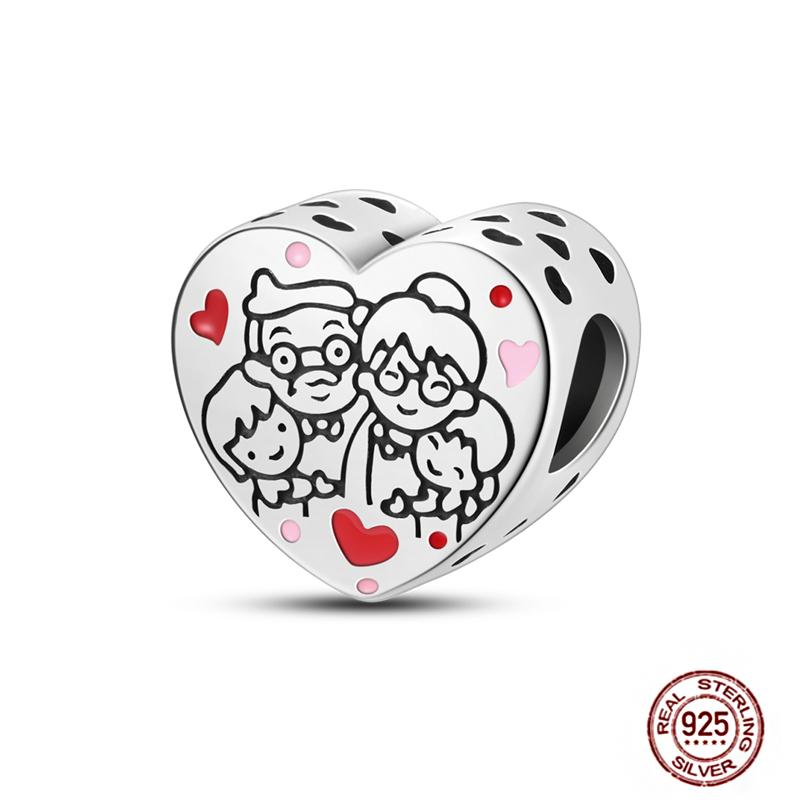 Copper Charms Great Love Mother Family Sister Pink Heart Tulip Cha Beads Fit Original Bracelet Diy Mother'S Day Jewelry Gift