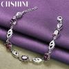 CHSHINE 925 Sterlingsilber Lila Kristall Kettenarmband Für Damen Hochzeitsparty Modeschmuck