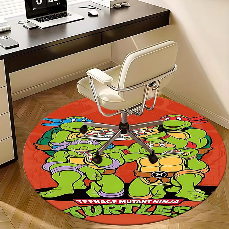 Teenage Mutant Ninja Turtles,Pizza Chair Mat Round Rug Office Carpet, Machine Washable, Non Slip, Suitable for Living Rooms, Bedrooms