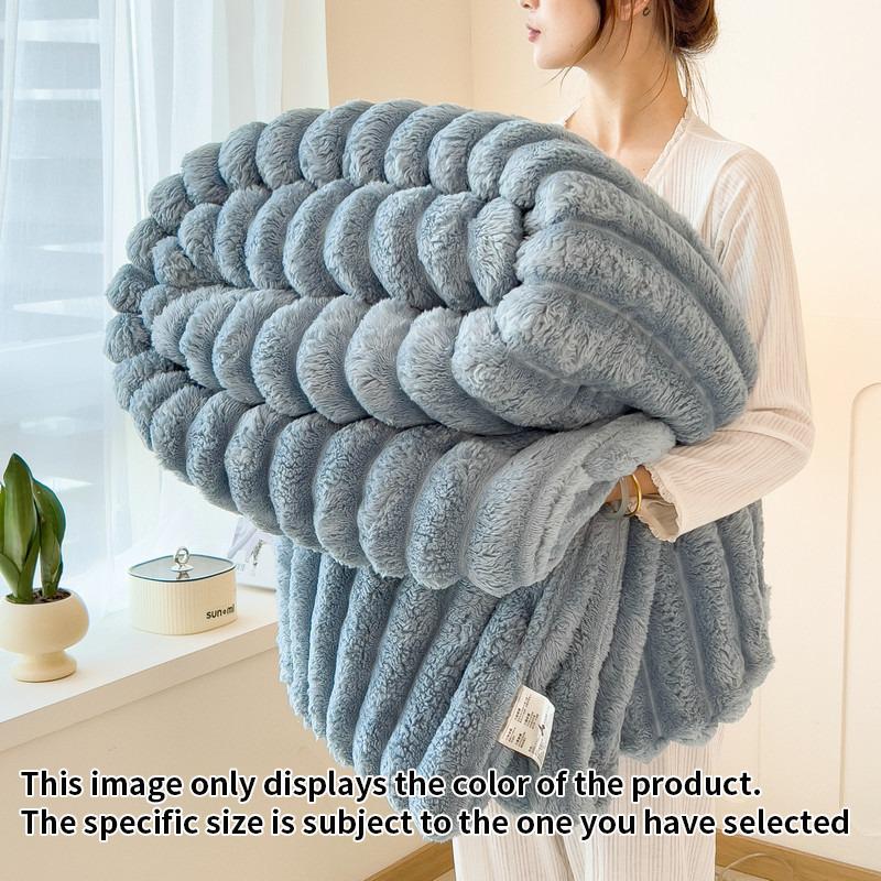Light luxury Multifunctional Solid Color Rabbit Velvet Blanket Winter Thick Warm Flannel Used For Bedroom Living Room Blanket