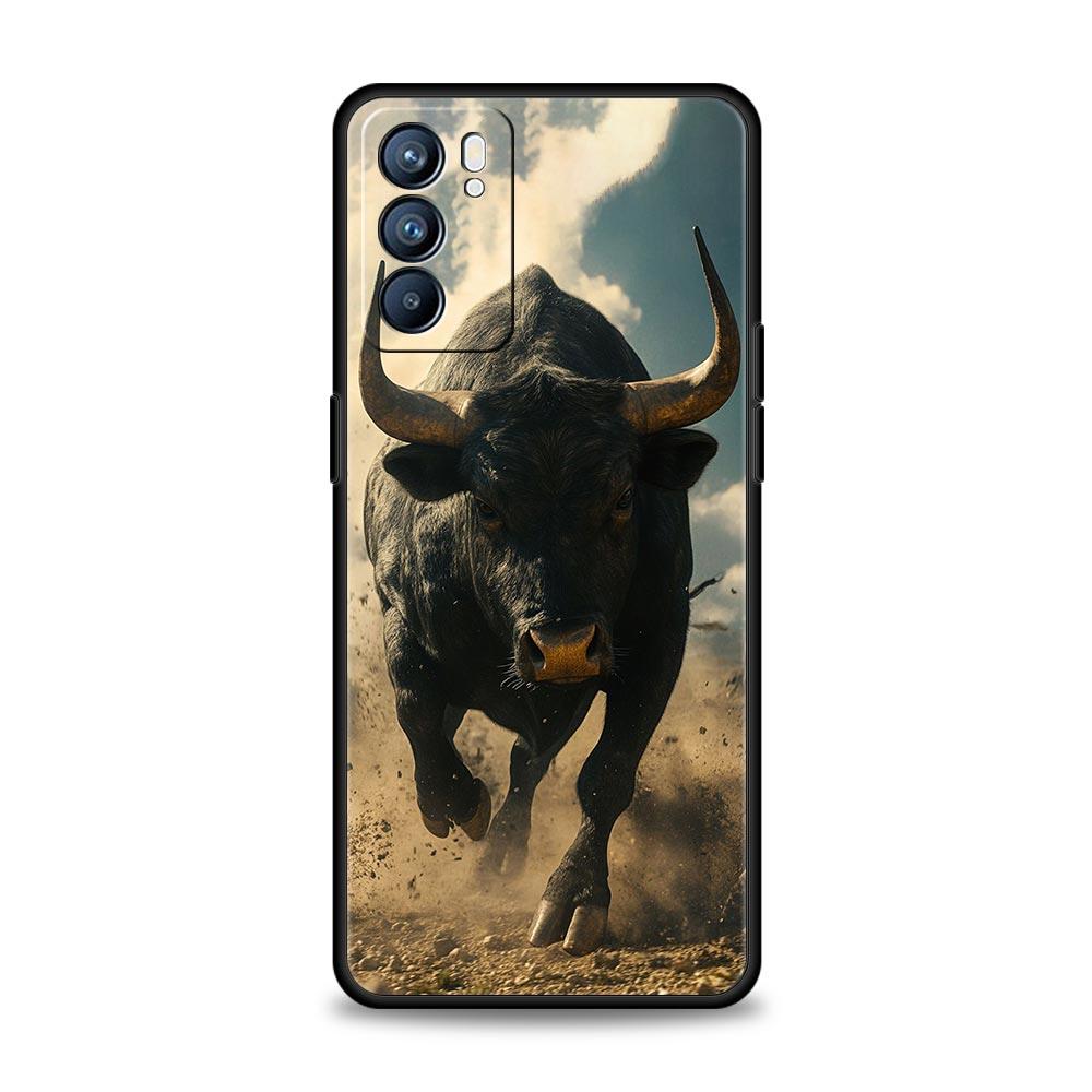 Bull Animal Phone Case For Oppo Reno13 Reno12 Reno11 F Reno10 Pro A54 5G Find X5 A53 A52 A9 A17 A57 A78 4G A79 A80 A98 Cover