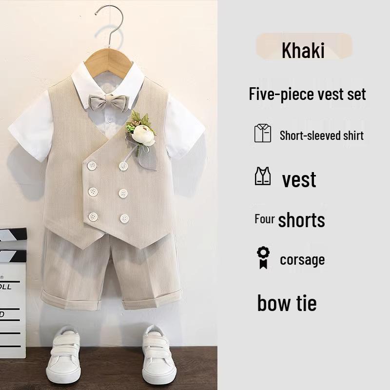 Boys' British Style Summer Suit - Baby's First Birthday Formal Wear, Wedding Flower Boy & Piano Performance Outfit