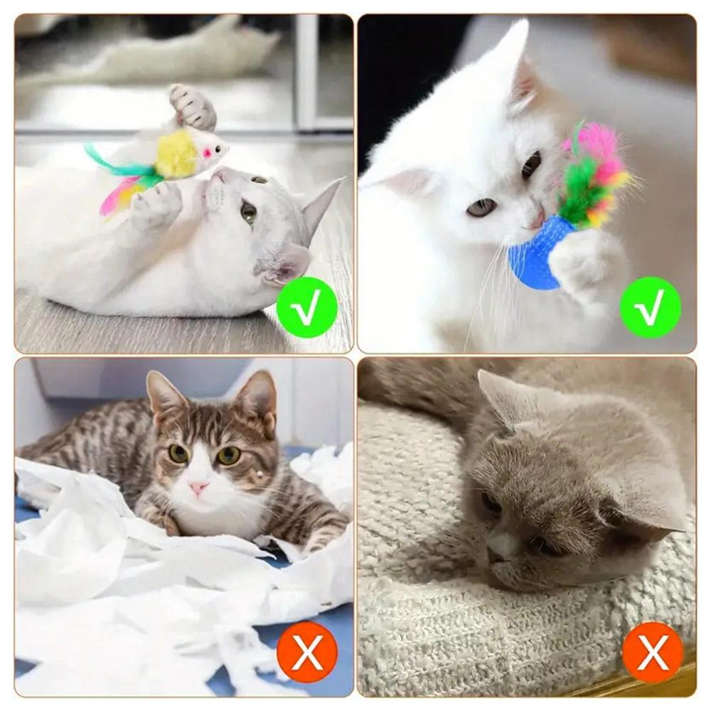 

22Pcs/Set Cat Toys Set with T-Shaped Colorful Tunnel Interactive Cat Toy Feather Mouse Crinkle Balls Type A