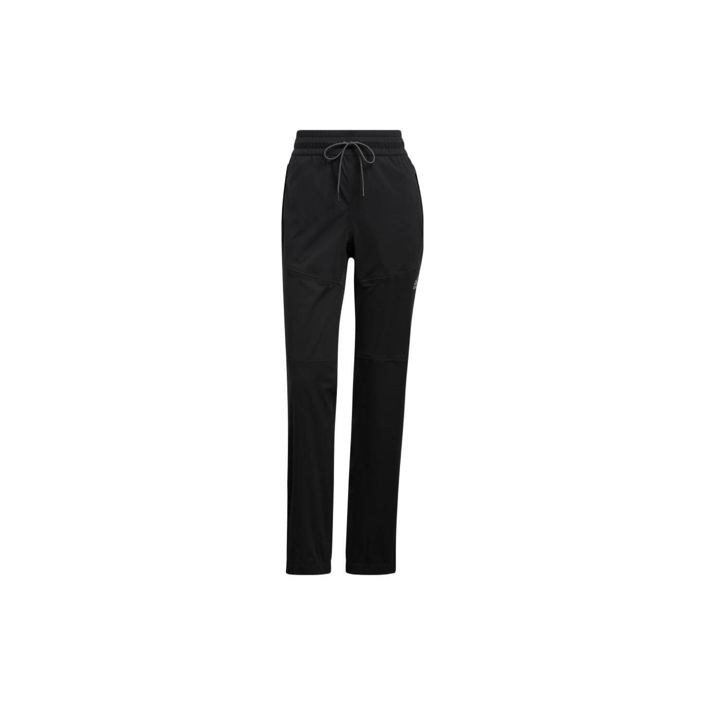 Adidas Solid Color Logo Print Casual Drawstring Long Pants Women bottoms Black HI5598 M