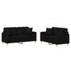2 Piece Sofa Set with Cushions Black Fabric