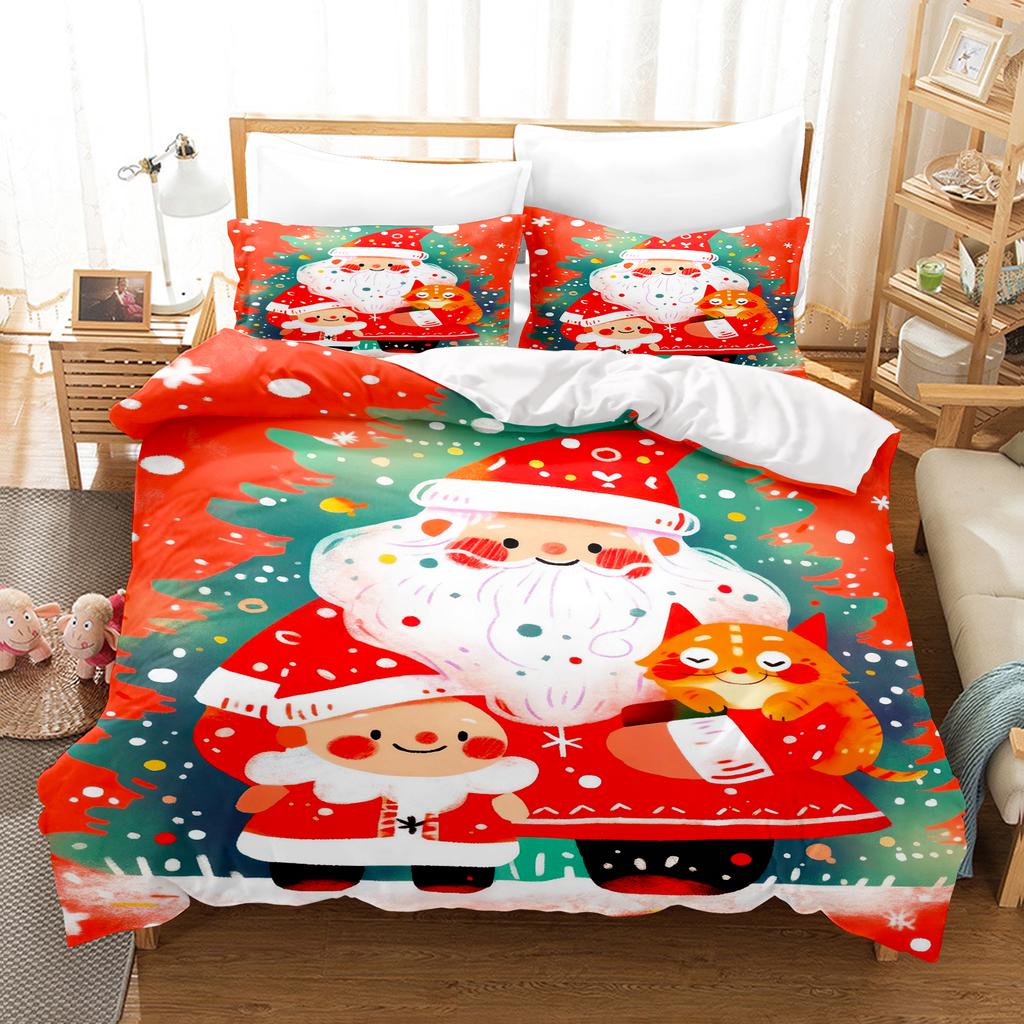 Christmas Bedding Set Duvet Cover Comforte 3D Children'S Cute Printed Cartoon 100% Polyester 3-Piece Set 1 Quilt Cover