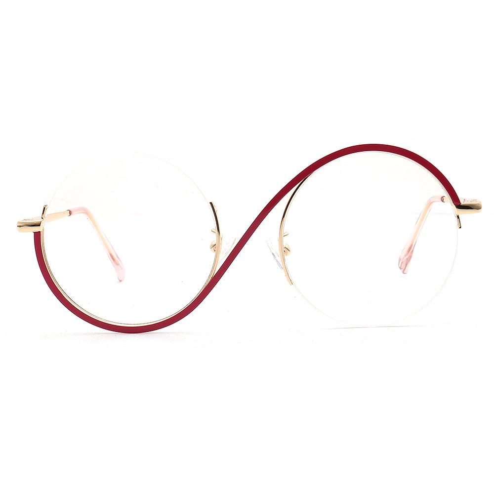 Yuanming Asymmetrical Retro Metal Round Eyeglasses - Fits Anti-Blue Light, TOP520