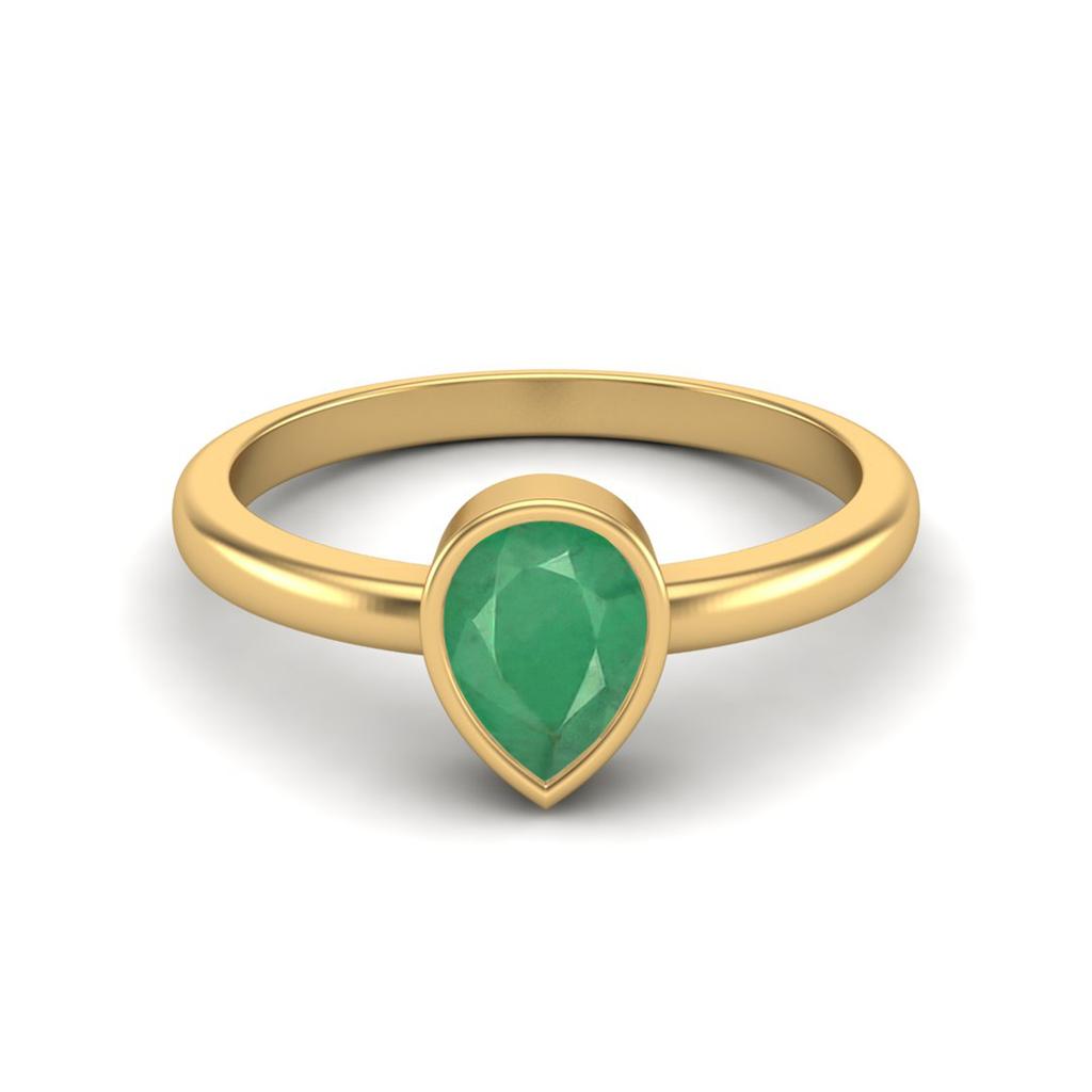 0.75 Cts Pear Shape Emerald 925 Sterling Silver Gold Vermeil Solitaire Women Engagement Rings