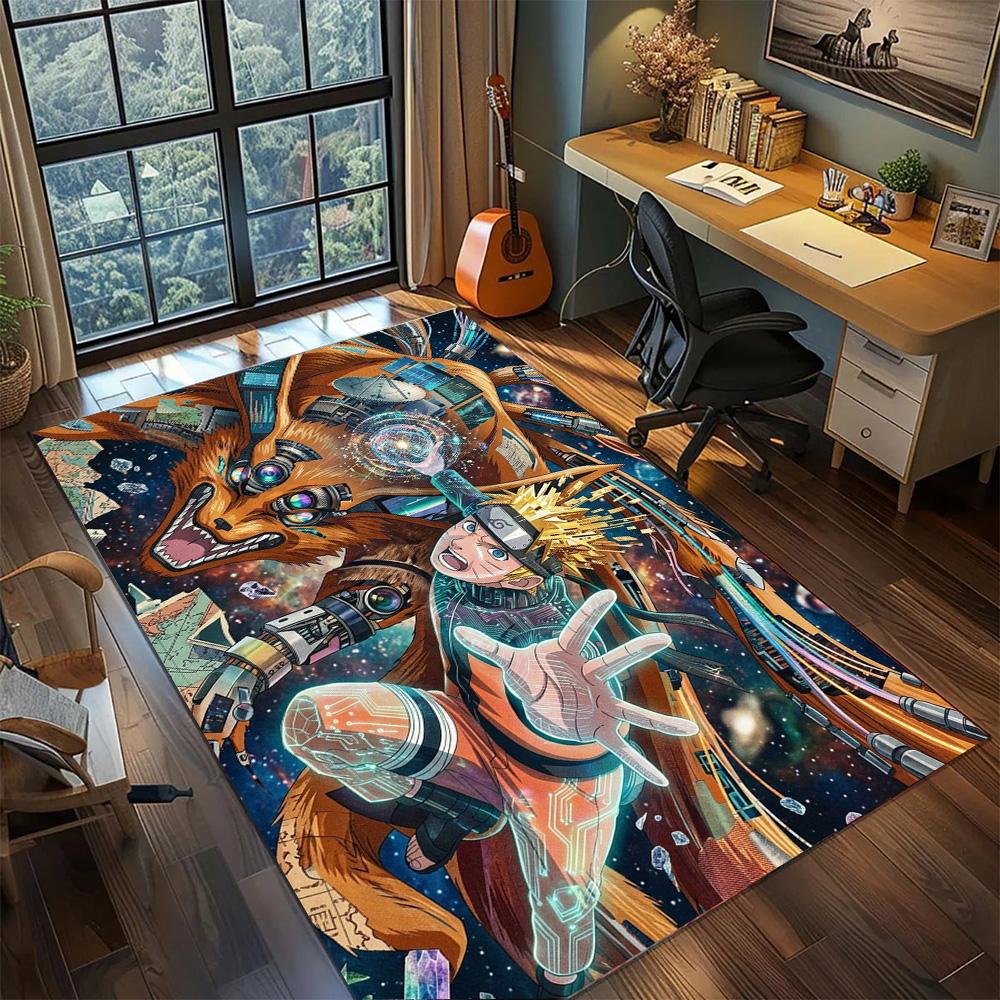 Nine-Tails Fox Kurama Rug Carpet Non Slip Washable Floor Mat Large Area Rugs for Gamer Room